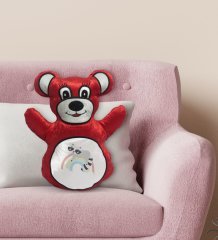 BK Gift Gökkuşağı Tasarımlı Kırmızı Ayıcık Yastık-1