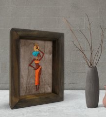BK Gift African Woman Dekoratif Doğal Masif Ahşap Çerçeve 15x20cm-2