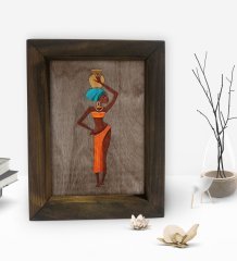 BK Gift African Woman Dekoratif Doğal Masif Ahşap Çerçeve 15x20cm-2