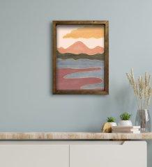 BK Gift Otel Odası Konseptli Doğal Masif Ahşap Çerçeveli Tablo 45x65cm-7