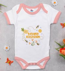 BK Kids Babamın Kızçesiyim Tasarımlı Pembe Bebek Body Zıbın-1