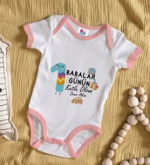 BK Kids Kişiye Özel Pembe Bebek Body Zıbın - Model 29