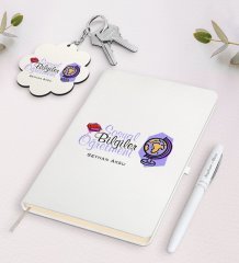Kişiye Özel Sosyal Bilgiler Öğretmeni Beyaz Defter Kalem ve Anahtarlık Hediye Seti-2