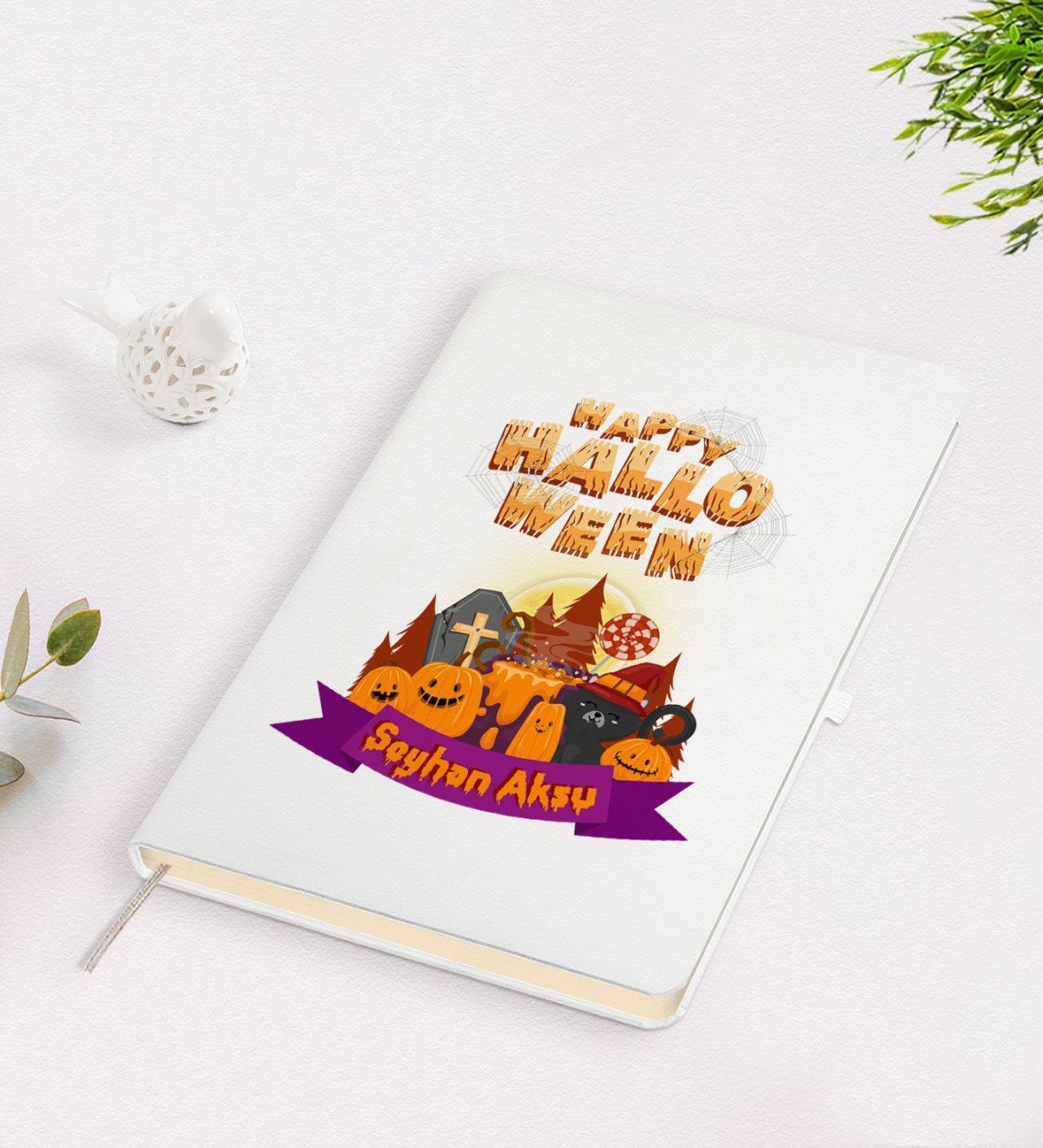 Kişiye Özel Happy Halloween Tasarımlı Beyaz Defter-18