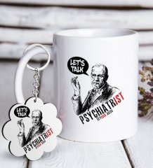 Kişiye Özel Mesleki Psikiyatrist Beyaz Kupa ve Anahtarlık Hediye Seti-5