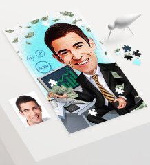 Kişiye Özel Bay Bankacı Karikatür 240 Parça A3 Puzzle - 2