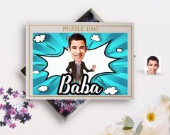 Kişiye Özel Baba Karikatürlü 1000 Parça Profesyonel Puzzle-1