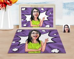 Kişiye Özel Kadın Karikatürlü 1000 Parça Profesyonel Puzzle-19