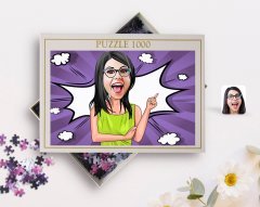 Kişiye Özel Kadın Karikatürlü 1000 Parça Profesyonel Puzzle-19