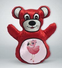 BK Gift Flamingo Tasarımlı Kırmızı Ayıcık Yastık-3