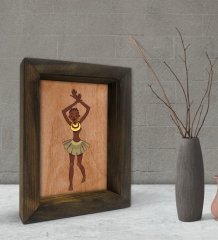 BK Gift African Woman Dekoratif Doğal Masif Ahşap Çerçeve 15x20cm-1