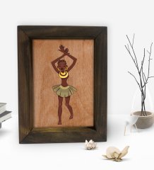 BK Gift African Woman Dekoratif Doğal Masif Ahşap Çerçeve 15x20cm-1