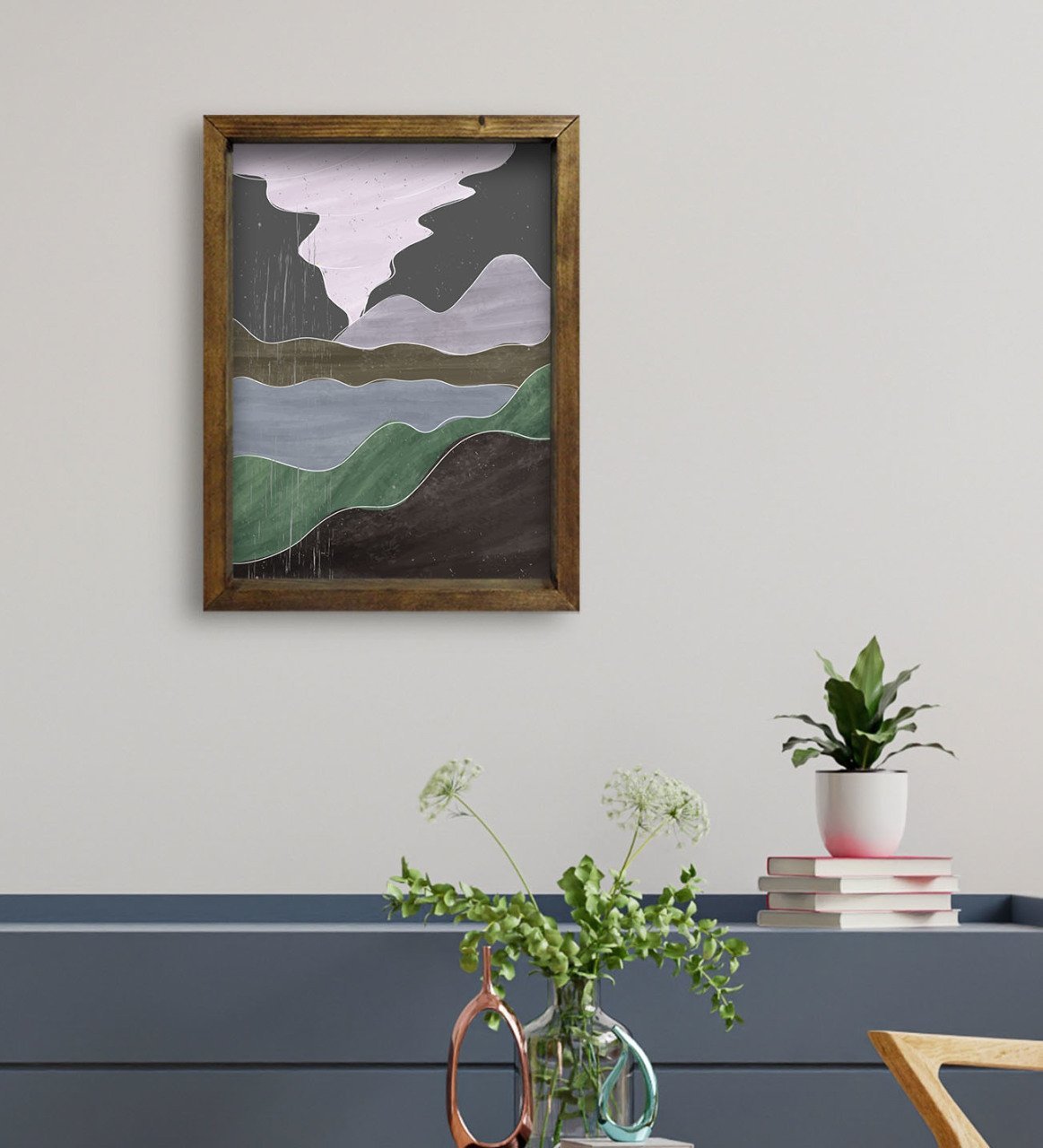 BK Gift Otel Odası Konseptli Doğal Masif Ahşap Çerçeveli Tablo 45x65cm-6