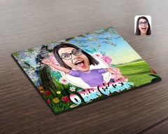 Kişiye Özel Kadınlar Günü O Bir Çiçek Karikatürlü Ahşap Puzzle-3