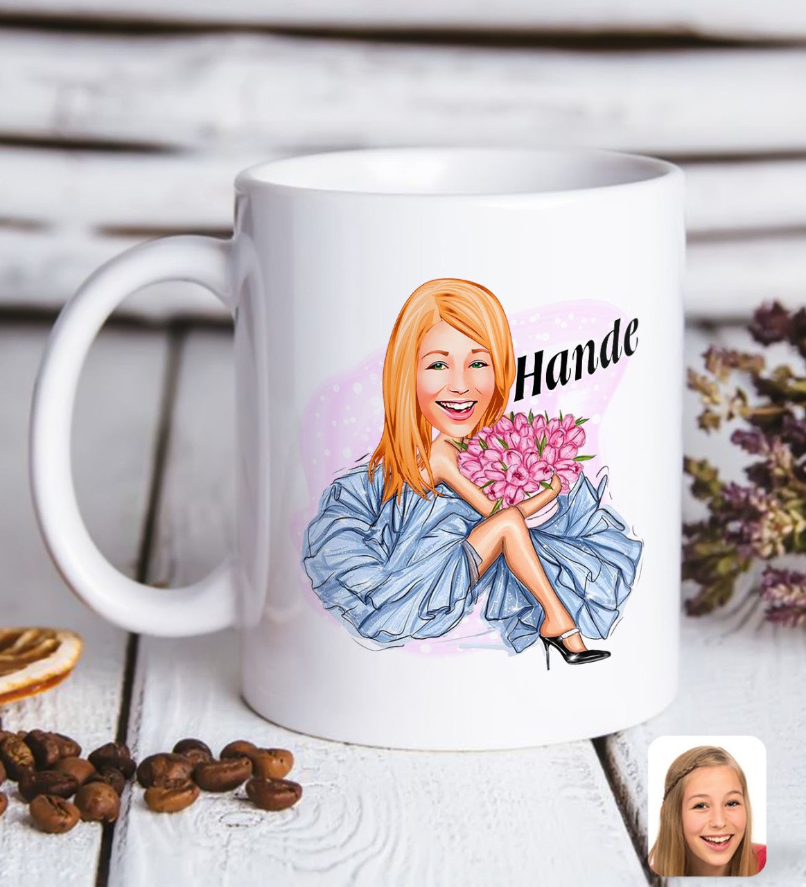 Kişiye Özel Kadın Moda İkonu Karikatürlü Beyaz Kupa Bardak-7