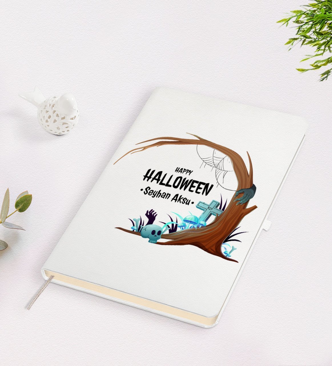 Kişiye Özel Happy Halloween Tasarımlı Beyaz Defter-17