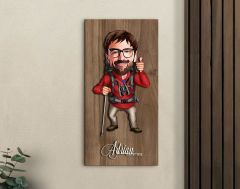 BK Gift Kişiye Özel Gezgin Karikatürlü Kabartma Figürlü Ahşap Tablo-1 Arkadaşa Hediye, Sevgiliye Hediye, Duvar Dekoru