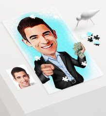 Kişiye Özel Bay Bankacı Karikatür 240 Parça A3 Puzzle - 1