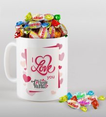 Kişiye Özel Sevgililer Günü Beyaz Kupa ve Haribo Şeker Hediye Seti-133