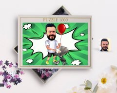 Kişiye Özel Aile Babası Karikatürlü 1000 Parça Profesyonel Puzzle-2