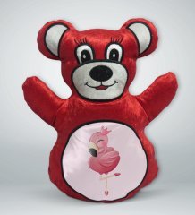BK Gift Flamingo Tasarımlı Kırmızı Ayıcık Yastık-2