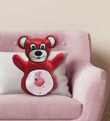 BK Gift Flamingo Tasarımlı Kırmızı Ayıcık Yastık-2