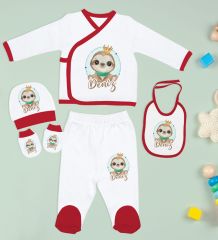 BK Kids Kişiye Özel 10 Parça Kırmızı Hastane Çıkışı Battaniye ve Yastık Hediye Seti, Yeni Doğan Bebek Giyim Hediyesi-24