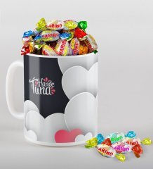 Kişiye Özel Sevgililer Günü Beyaz Kupa ve Haribo Şeker Hediye Seti-132