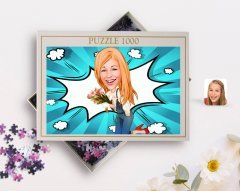 Kişiye Özel Kadın Karikatürlü 1000 Parça Profesyonel Puzzle-13