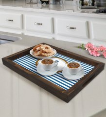 BK Gift Çapa Tasarımlı Doğal Ahşap Tepsi-1