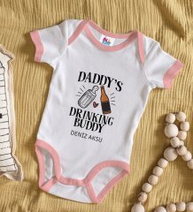 BK Kids Kişiye Özel Pembe Bebek Body Zıbın - Model 26