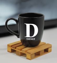 BK Gift Kişiye Özel DTF İsimli Siyah Oval Kupa Bardak-2, Sevgiliye Hediye, Arkadaşa Hediye, Doğum Günü Hediyesi