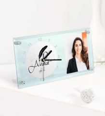 Kişiye Özel Avukat Temalı Masaüstü Cam Saat - 6