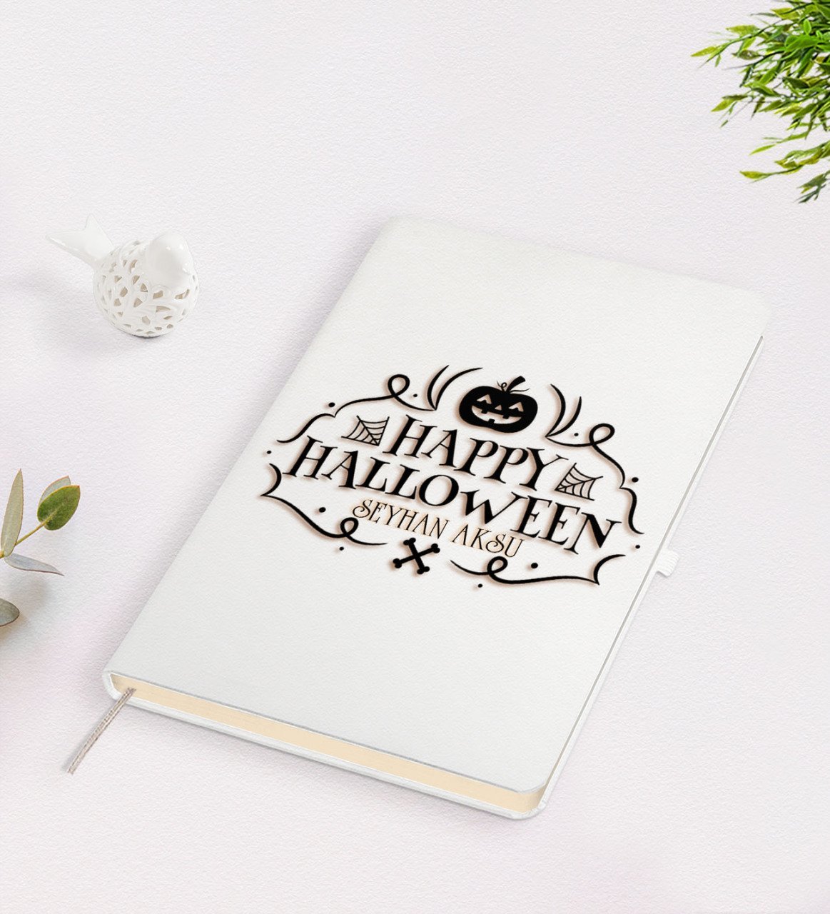 Kişiye Özel Happy Halloween Tasarımlı Beyaz Defter-15