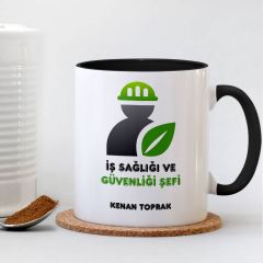 Kişiye Özel Mesleki İş Sağlığı ve Güvenliği Şefi Siyah Kupa Bardak - 003