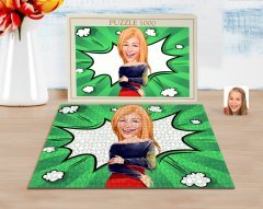 Kişiye Özel Kadın Karikatürlü 1000 Parça Profesyonel Puzzle-12