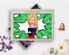 Kişiye Özel Kadın Karikatürlü 1000 Parça Profesyonel Puzzle-12