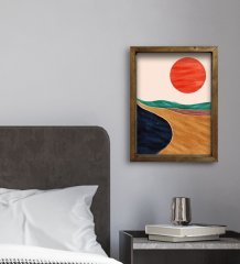 BK Gift Otel Odası Konseptli Doğal Masif Ahşap Çerçeveli Tablo 45x65cm-3