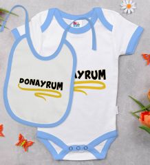 BK Kids Donayrum Tasarımlı Mavi Bebek Body Zıbın ve Mama Önlüğü Hediye Seti-1