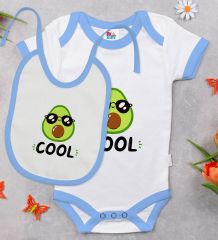 BK Kids Cool Tasarımlı Mavi Bebek Body Zıbın ve Mama Önlüğü Hediye Seti-1