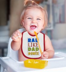 BK Kids Kişiye Özel Rad Like Dad Tasarımlı Kırmızı Bebek Mama Önlüğü-1