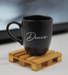 BK Gift Kişiye Özel DTF İsimli Siyah Oval Kupa Bardak-1, Sevgiliye Hediye, Arkadaşa Hediye, Doğum Günü Hediyesi