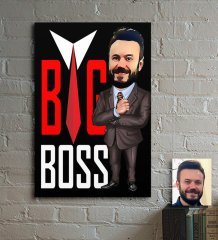 Kişiye Özel Bay Big Boss Karikatür Ahşap Tablo - 5