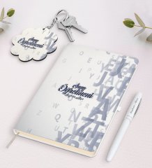 Kişiye Özel Sınıf Öğretmeni Beyaz Defter Kalem ve Anahtarlık Hediye Seti-16