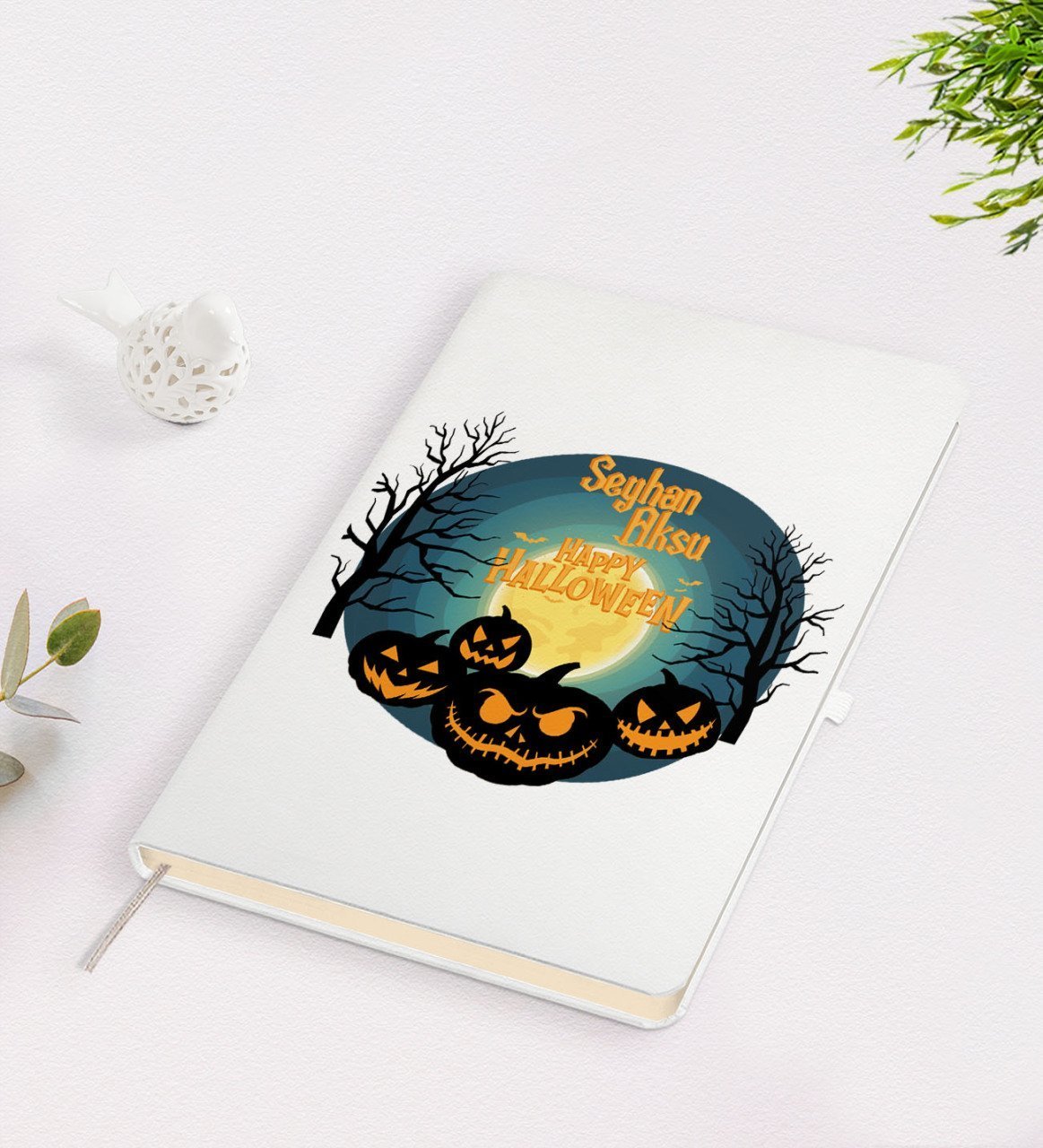 Kişiye Özel Happy Halloween Tasarımlı Beyaz Defter-14