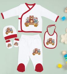 BK Kids Kişiye Özel 10 Parça Kırmızı Hastane Çıkışı Battaniye ve Yastık Hediye Seti, Yeni Doğan Bebek Giyim Hediyesi-22