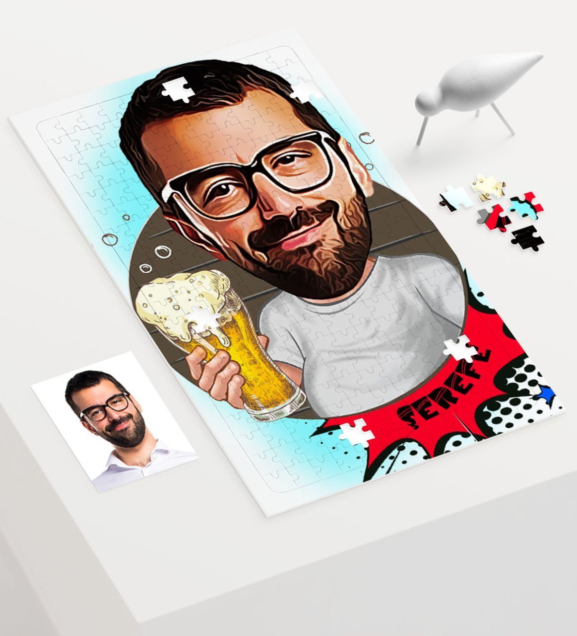 Kişiye Özel Şerefe Karikatür 240 Parça A3 Puzzle - 1