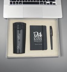 BK Gift Vip Kutuda Kişiye Özel Öğretmenler Günü Tasarımlı Defter & Metal Roller Kalem & Çelik Termos Hediye Seti- 3, Öğretmene Hediye, Öğretmenler Günü
