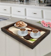 BK Gift Coffee Tasarımlı Doğal Ahşap Tepsi-5