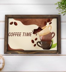 BK Gift Coffee Tasarımlı Doğal Ahşap Tepsi-5